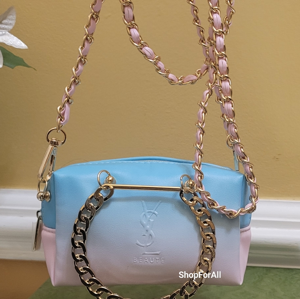 Yves Saint Laurent blue and pink mini bag with circular handel - Picture 14 of 16